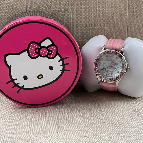 Sanrio Accessories - Sanrio Hello Kitty Women Wristwatch Pink Leather Band Quartz With Box